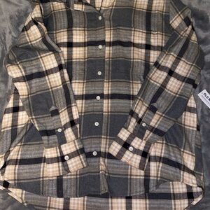 Old Navy Gray and Tan Plaid Men's Shirt
